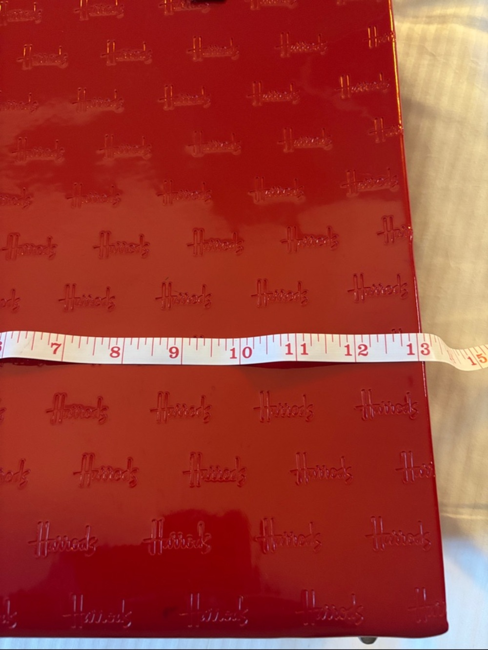 HARRODS OF LONDON RED PATENT LEATHER TOTE BAG 3COMPARTMENTS WITH MIDDLE ZIPPER - Picture 9 of 15
